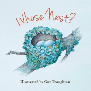 Book cover of whose nest with birds nest and two eggs